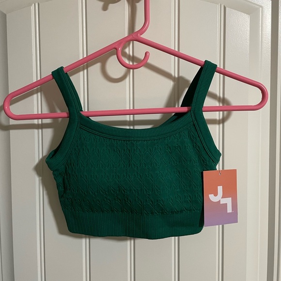 NWT JoyLab Textured Seamless Workout Bra Top Pine Green Womens Sz XS - Picture 2 of 5